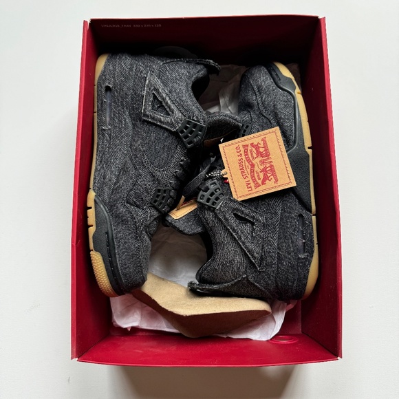 Levi\'s x Air Jordan 4 Retro \'Black Denim\' Sneakers Nike Shoes Men\'s Size 7 main image 8